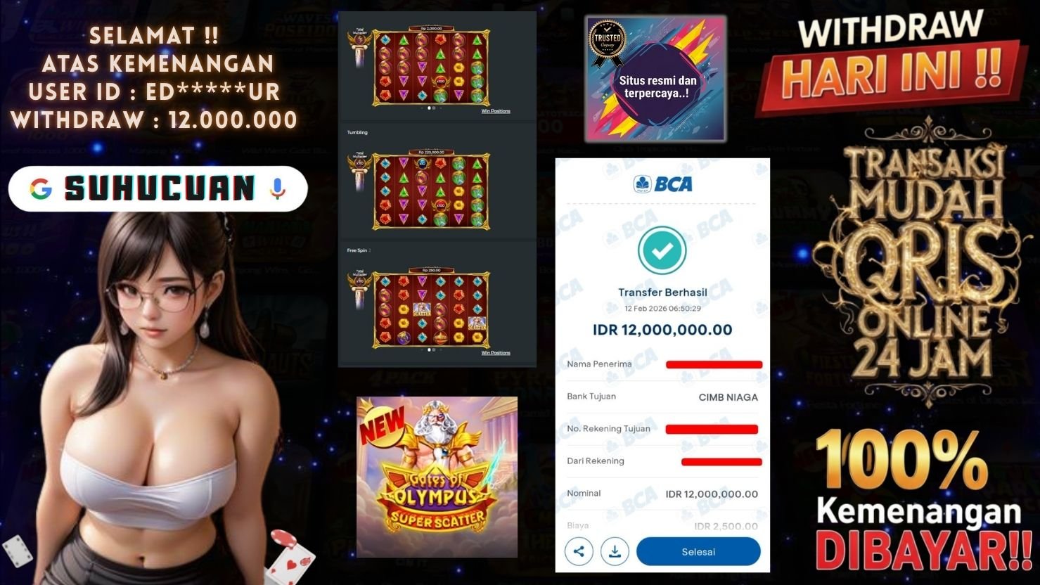 SUHUCUAN JACKPOT SLOT GATES OF OLYMPUS SUPER SCATTER